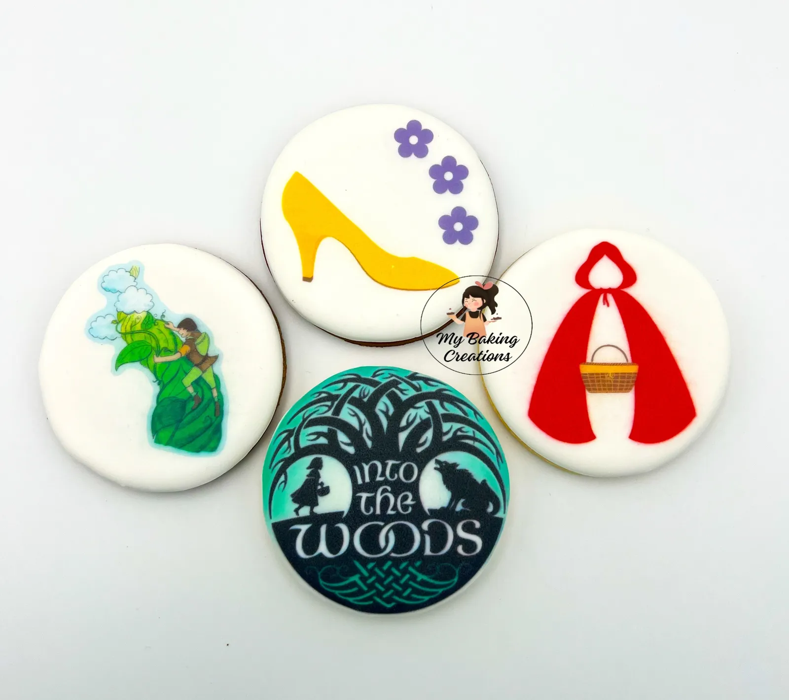 Custom printed Into the Woods themed cookies Bay Area